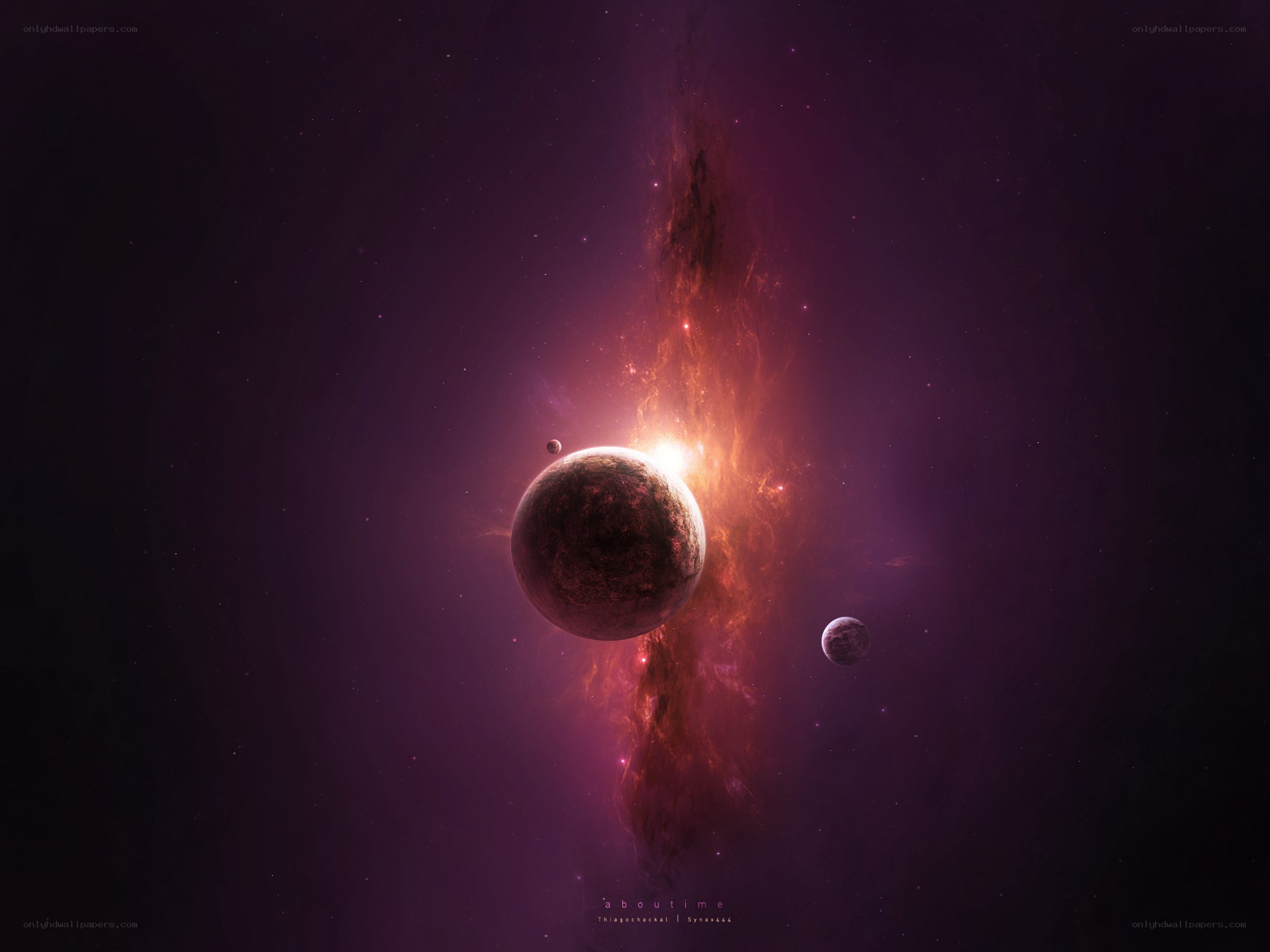 Cosmic Nebula with Planets