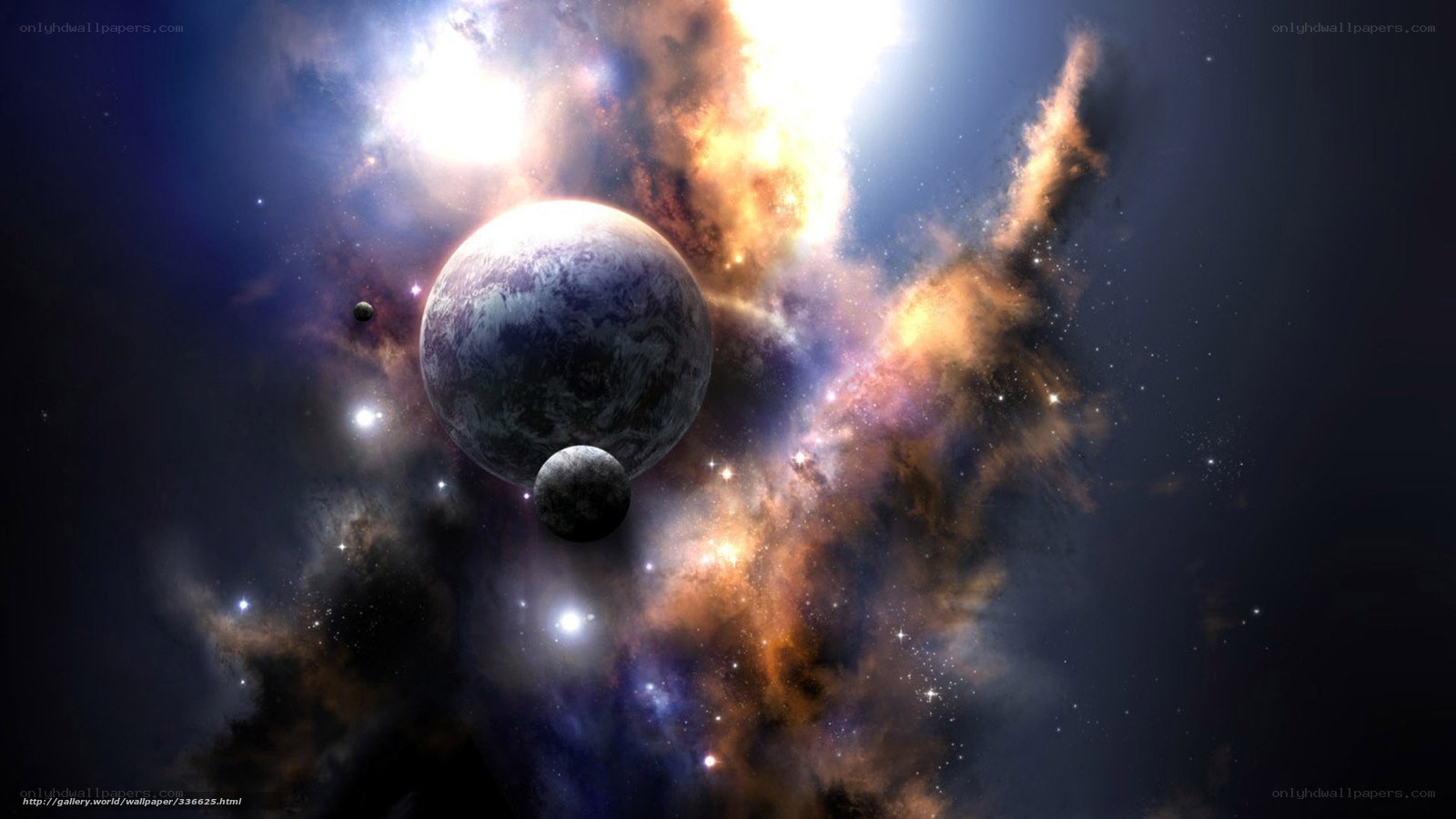 Cosmic Nebula with Planets