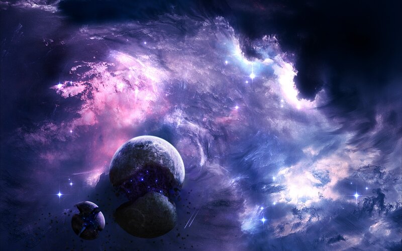 Cosmic Nebula with Planets
