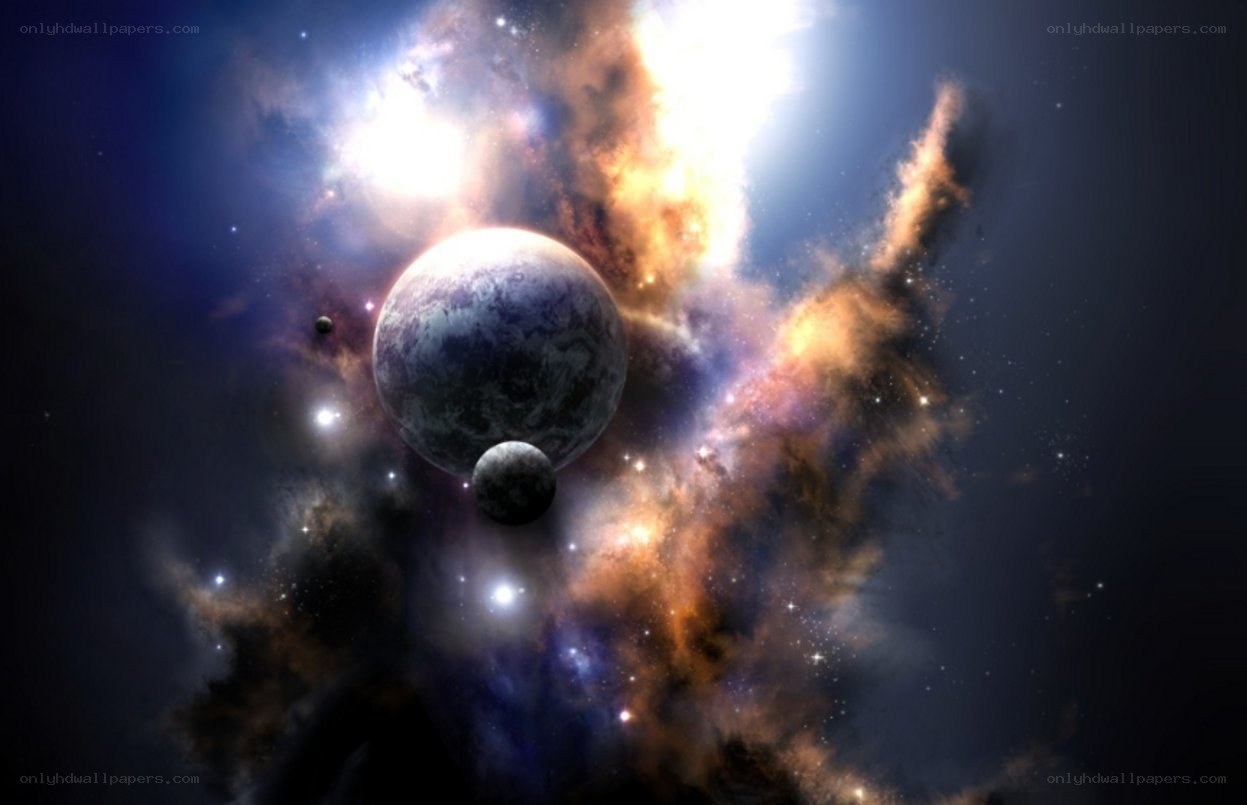 Cosmic Nebula with Planets