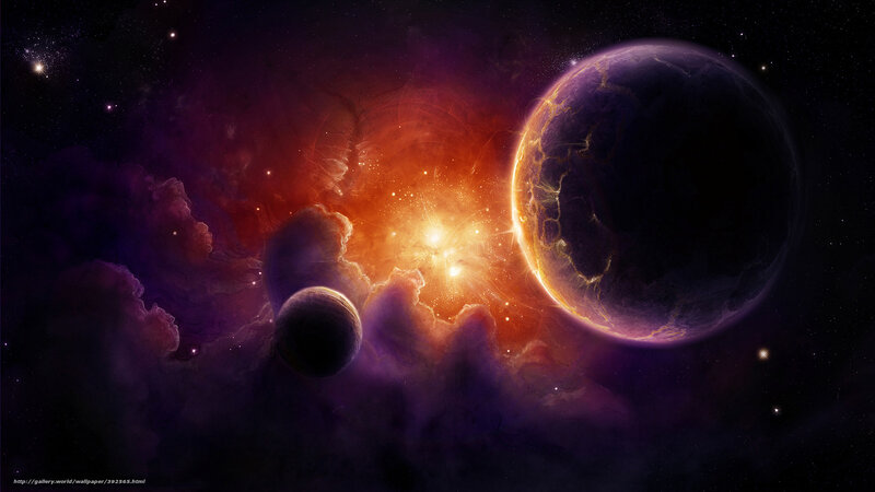 Cosmic Nebula with Planets