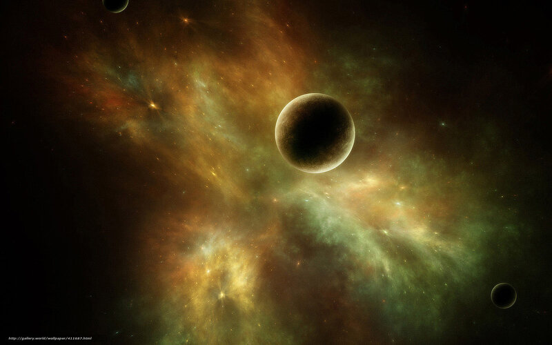 Cosmic Nebula with Planets