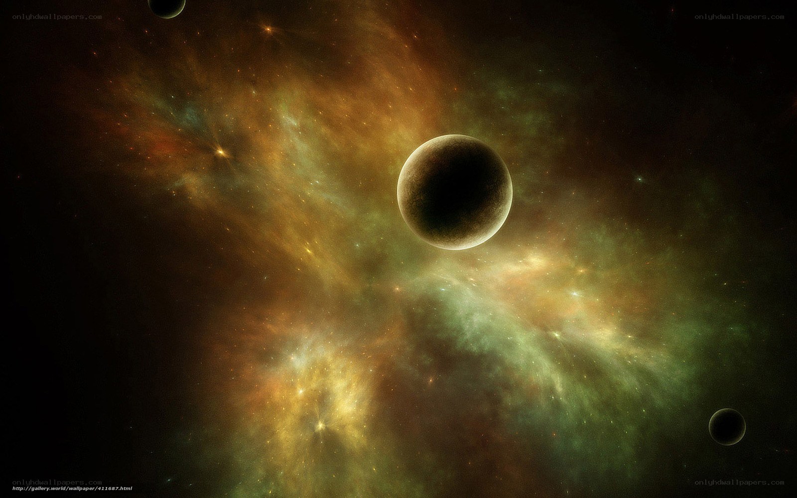 Cosmic Nebula with Planets