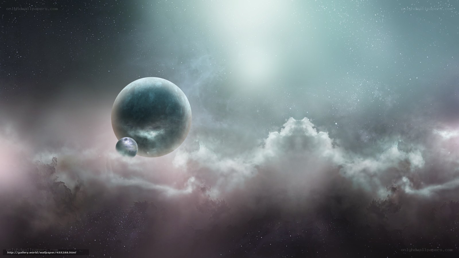 Cosmic Nebula with Planets