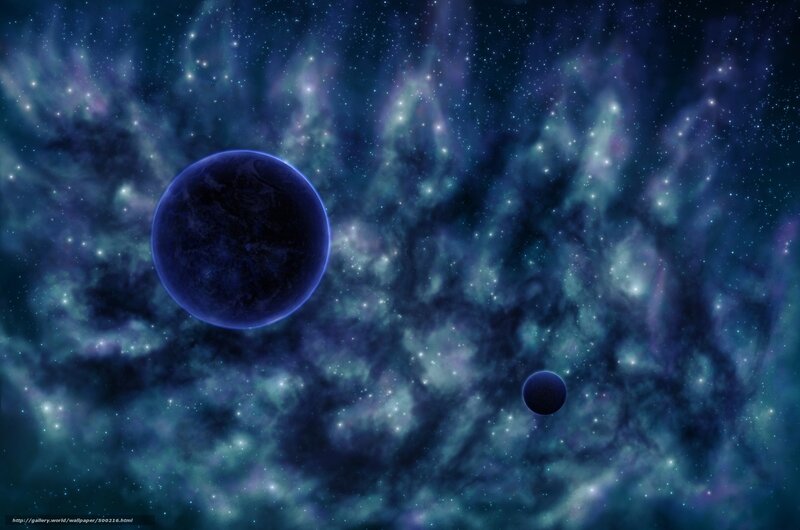 Cosmic Nebula with Planets