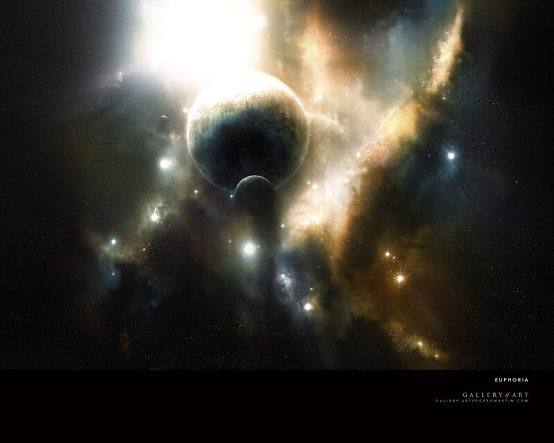 Cosmic Nebula with Planets