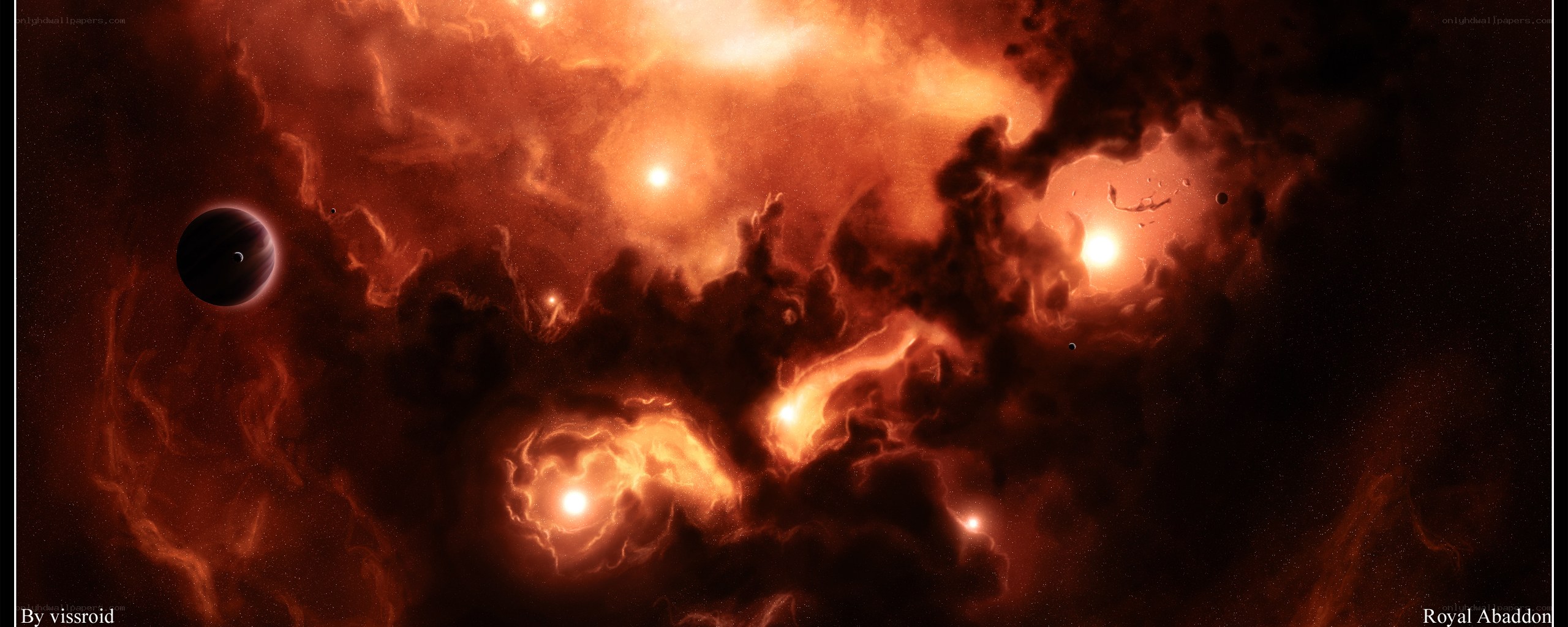 Cosmic Nebula with Planets
