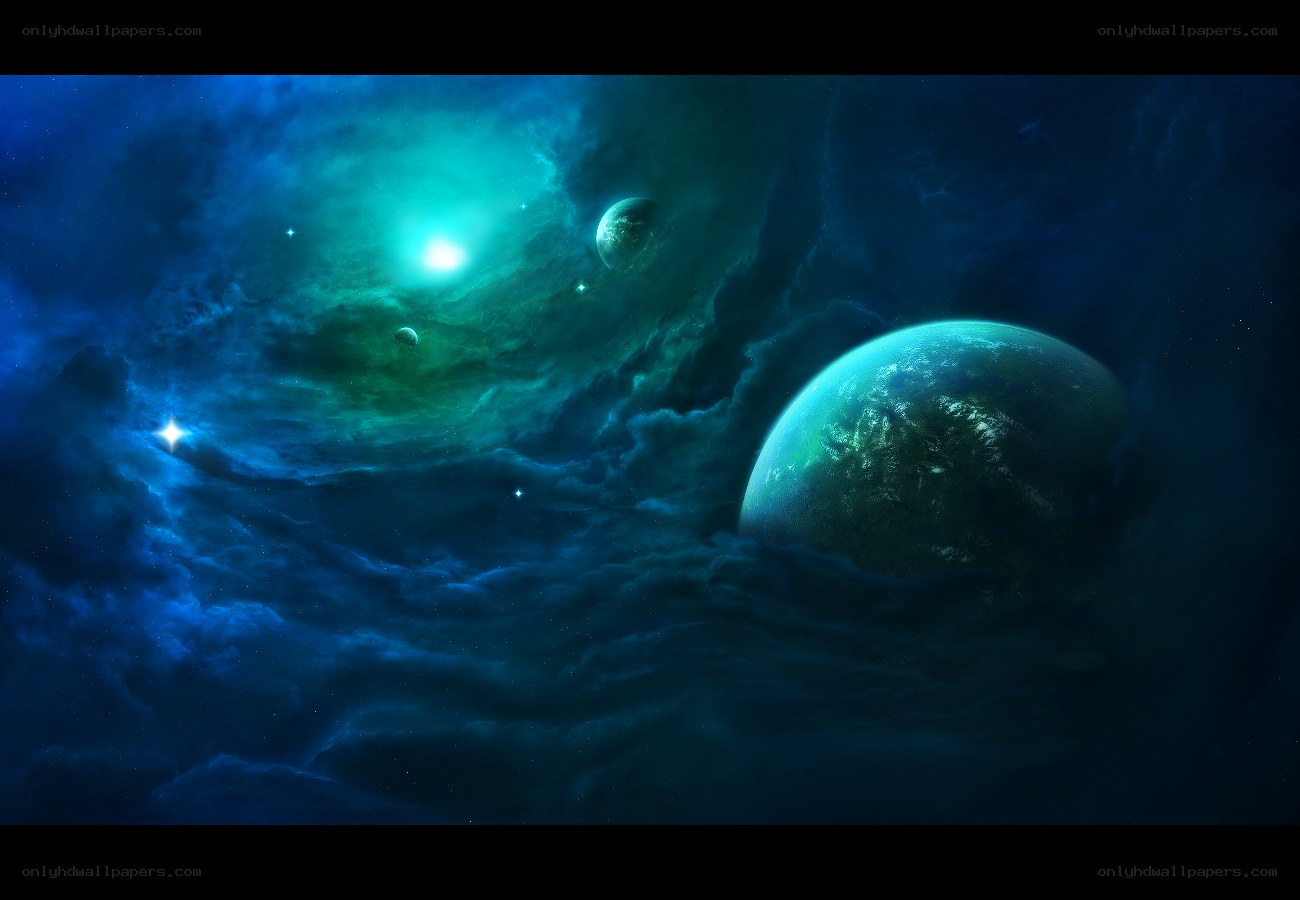 Cosmic Nebula with Planets
