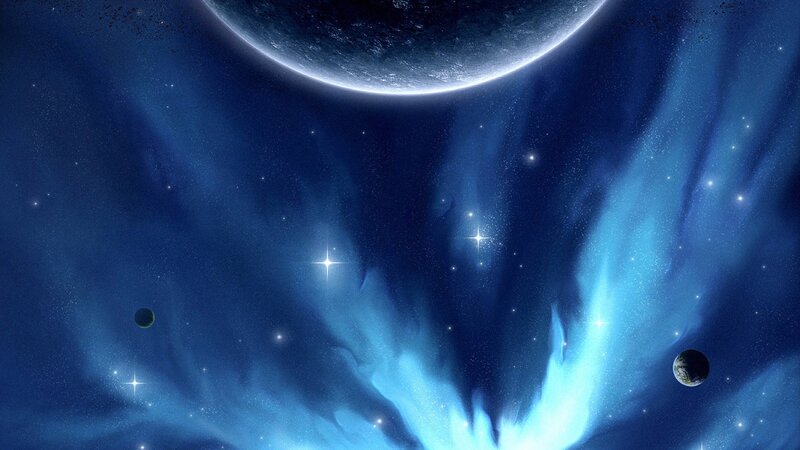 Cosmic Nebula with Planets