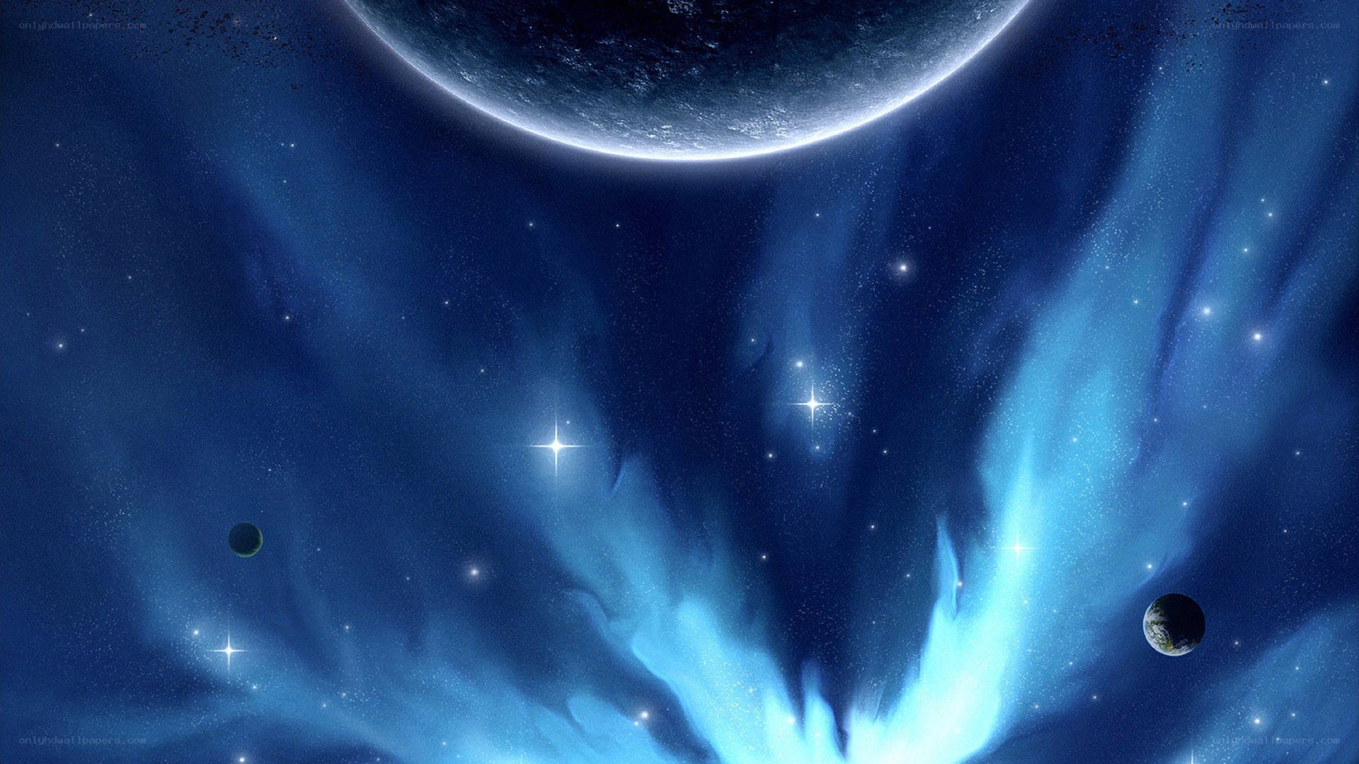 Cosmic Nebula with Planets