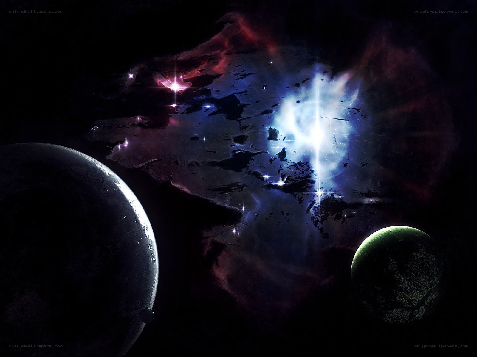 Cosmic Nebula with Planets