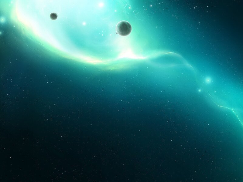 Cosmic Nebula with Planets