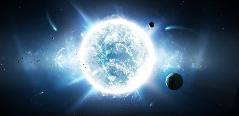 Cosmic Nebula with Planets