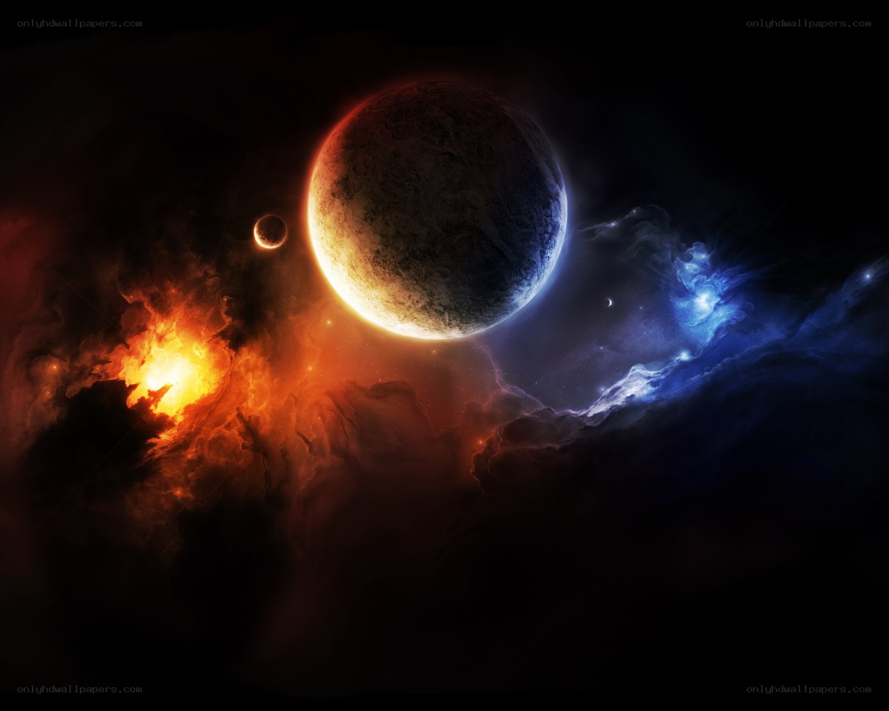Cosmic Nebula with Planets