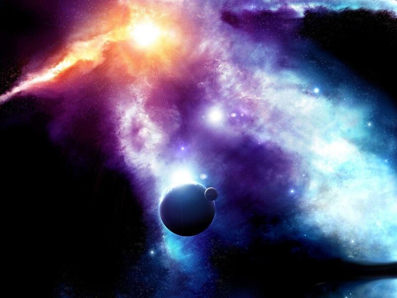 Cosmic Nebula with Planets