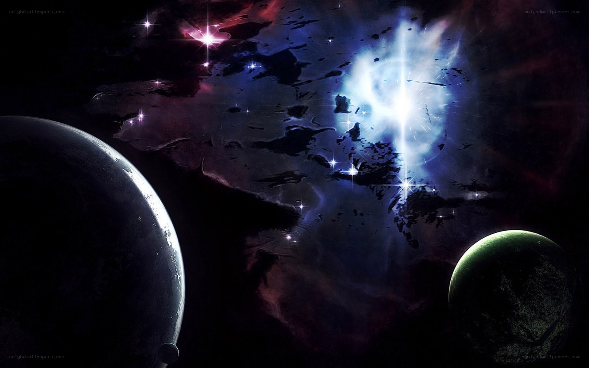 Cosmic Nebula with Planets