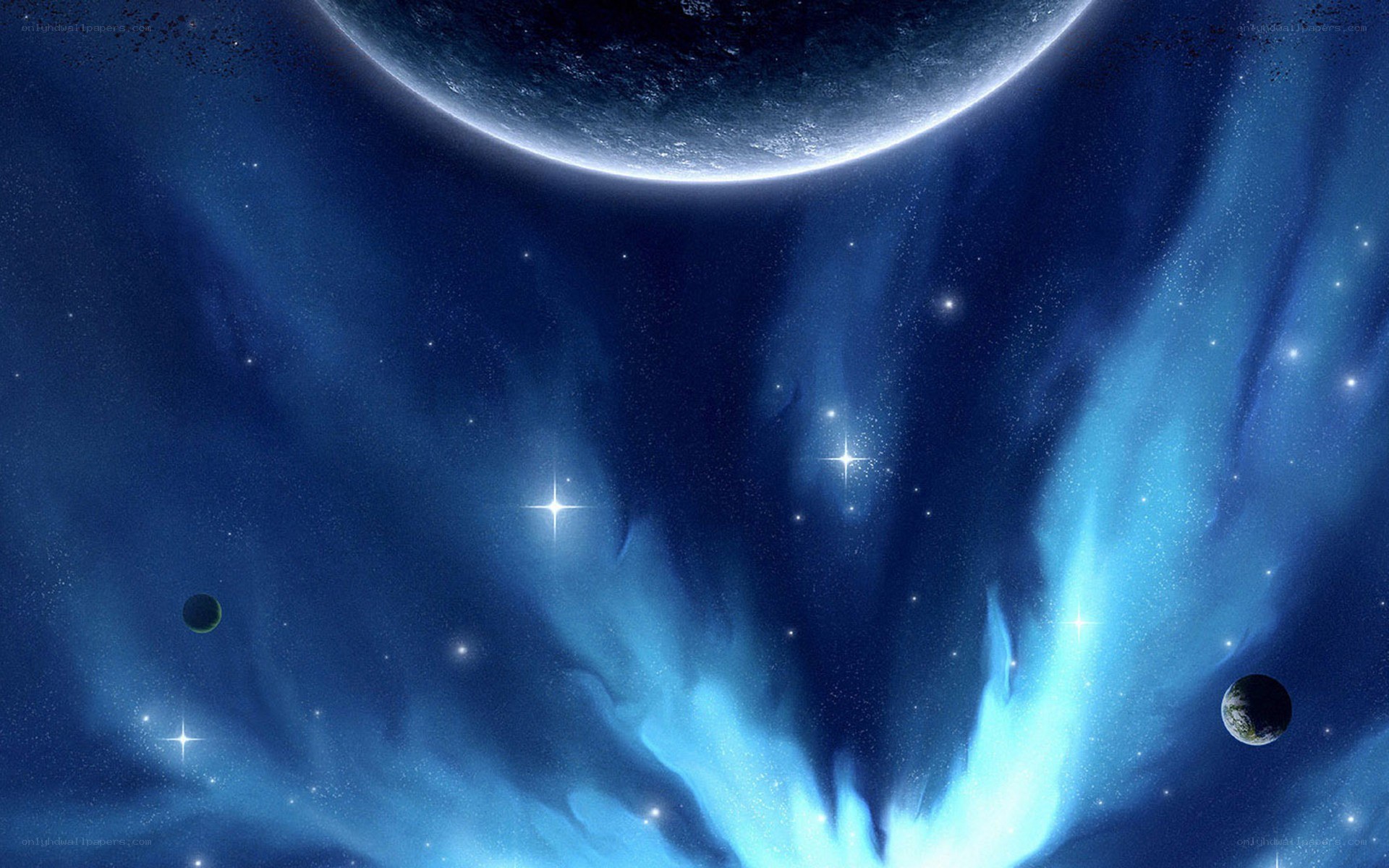 Cosmic Nebula with Planets
