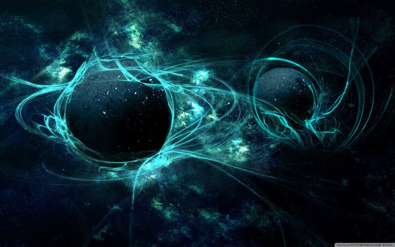 Cosmic Nebula with Planets — Teal