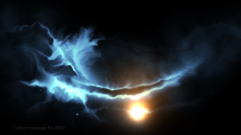 Cosmic Nebula with Star