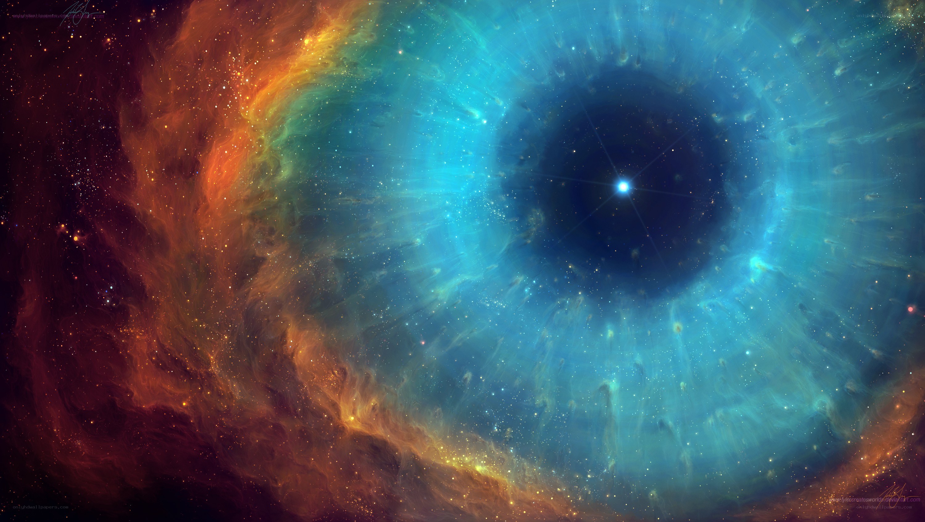 Cosmic nebula with star