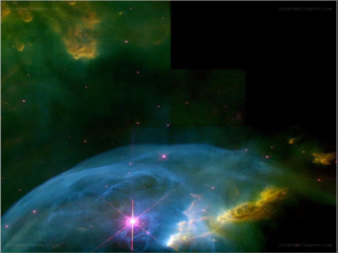 Cosmic nebula with star
