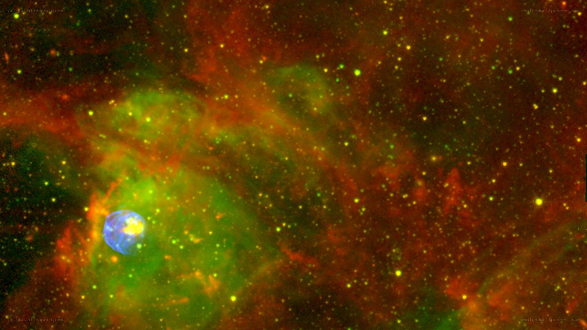 Cosmic nebula with star