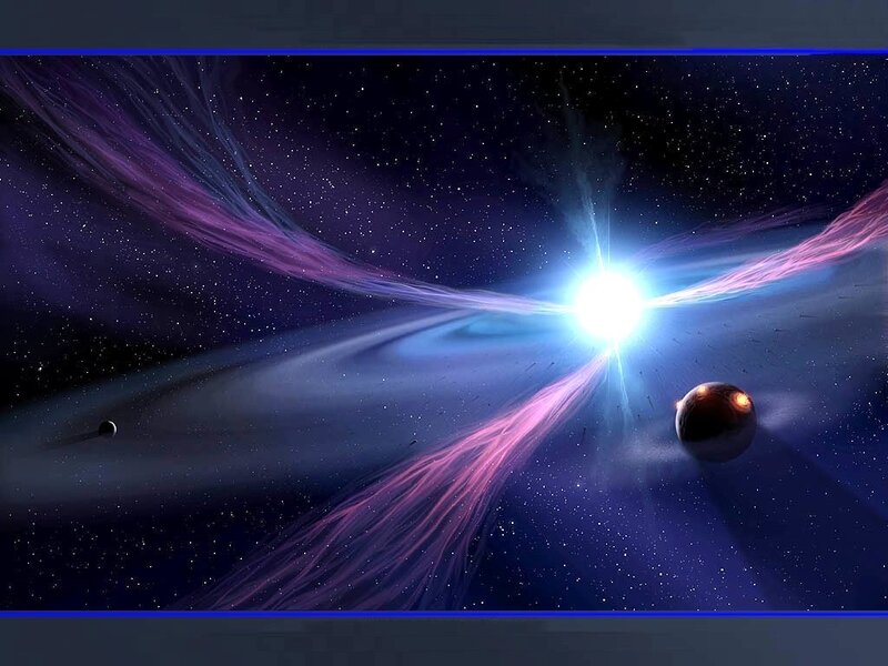 cosmic nebula with star and planets