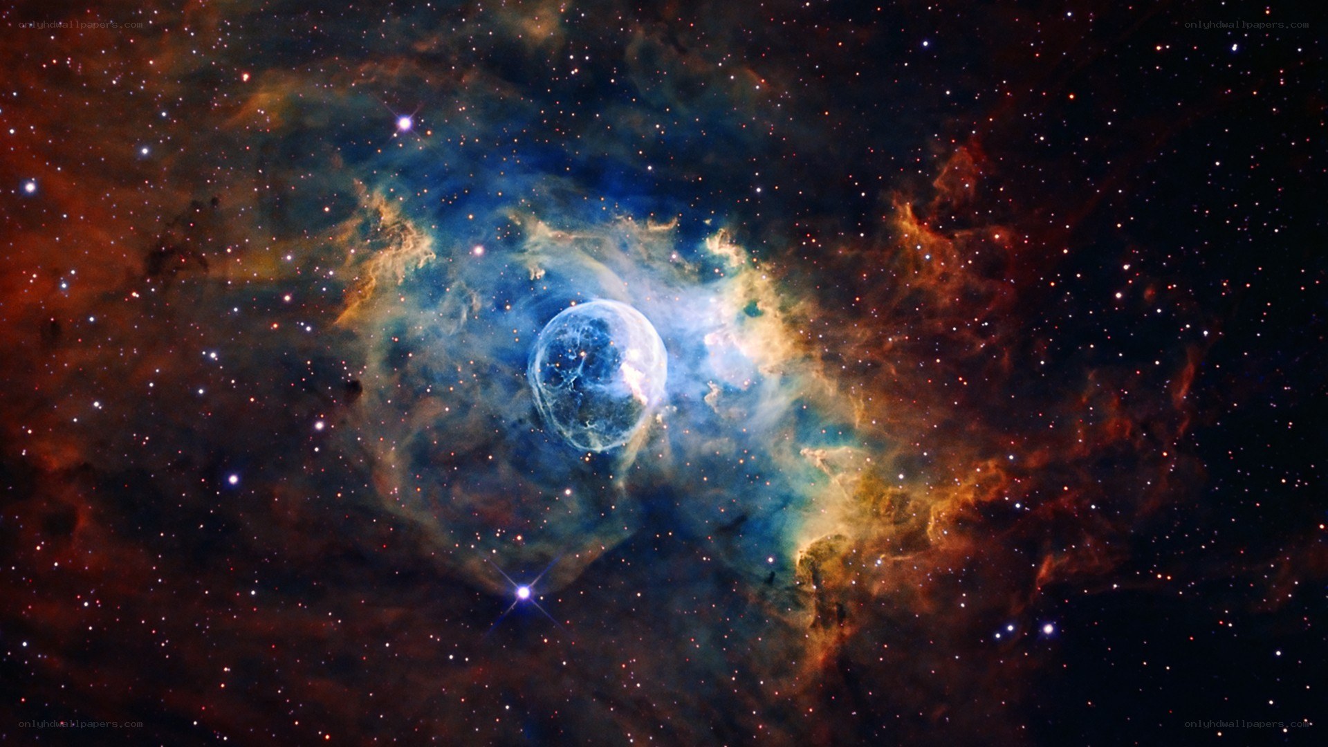Cosmic nebula with star cluster