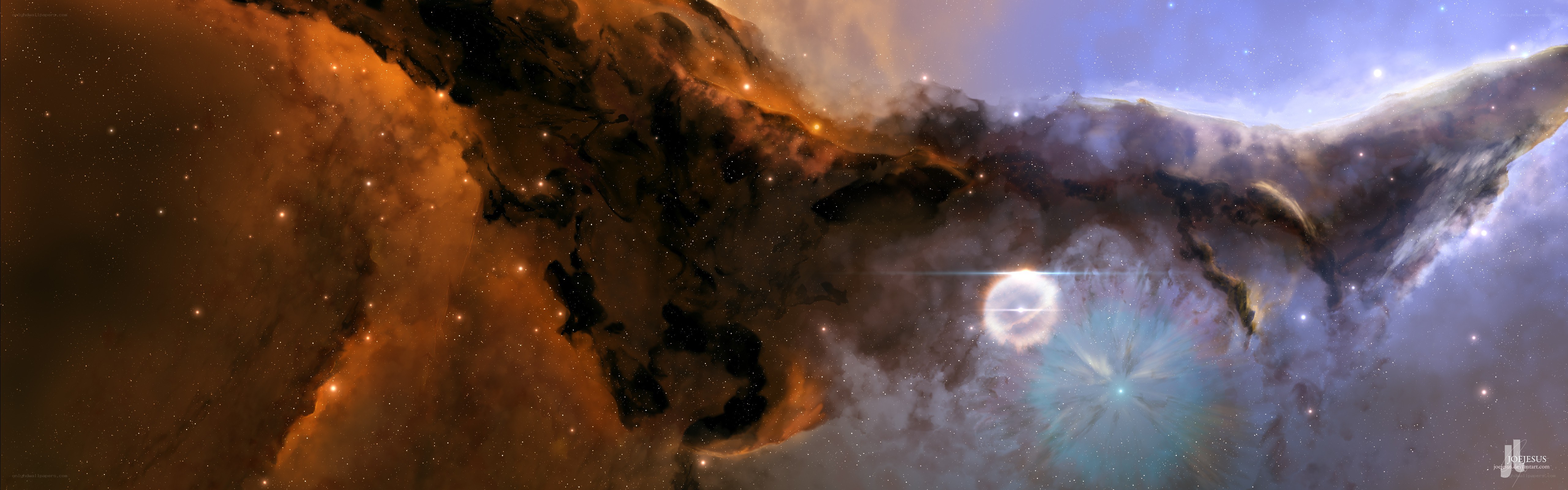 Cosmic nebula with star formation