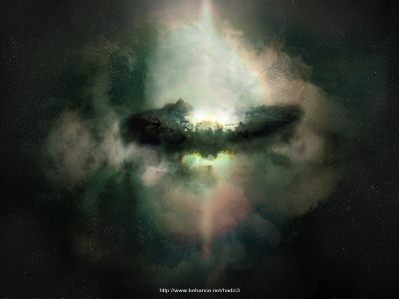 Cosmic Nebula with Star — Green