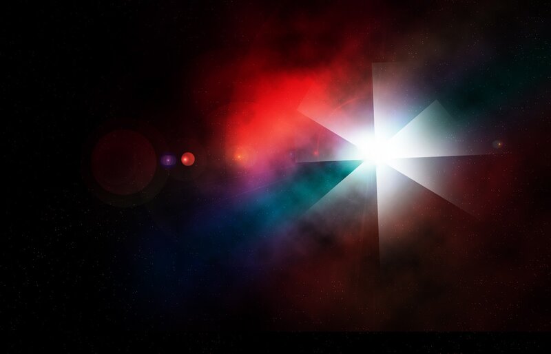 Cosmic Nebula with Star — Red