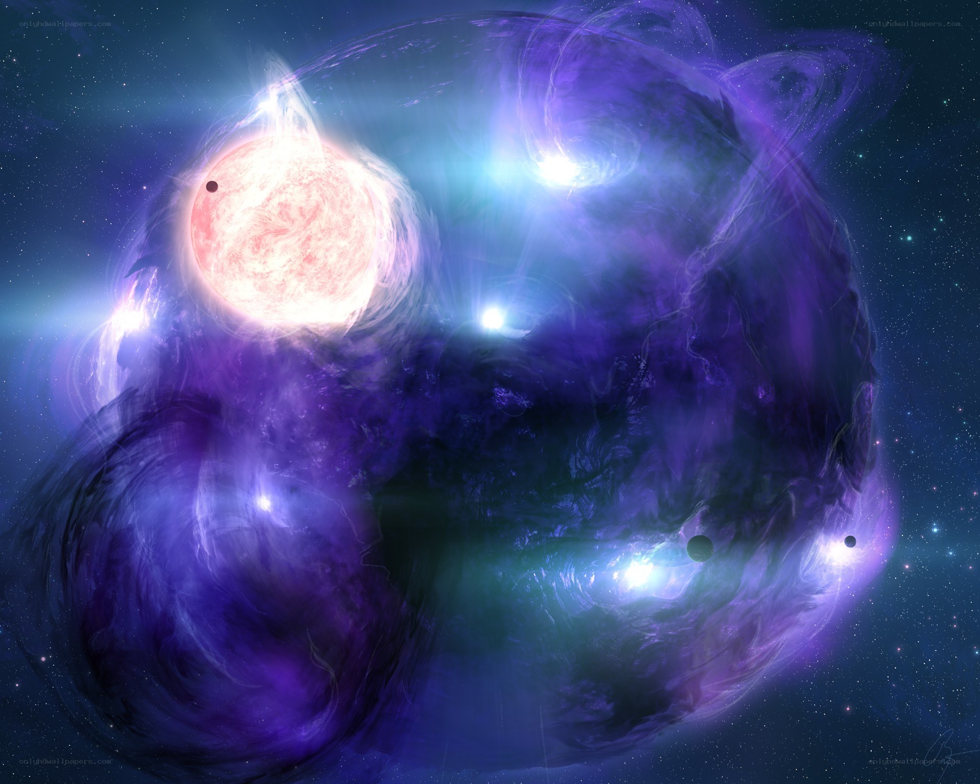Cosmic nebula with stars