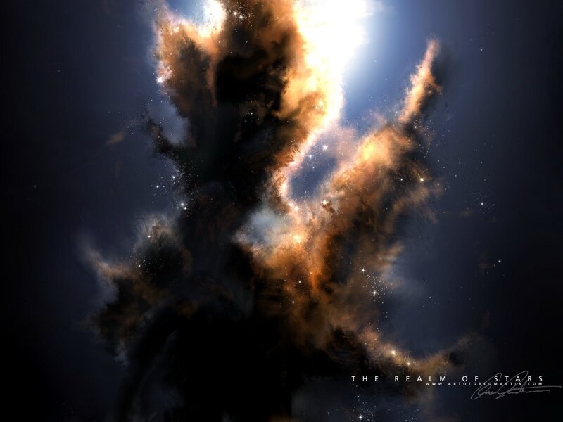 Cosmic Nebula with Stars — Black, Dramatic, Night
