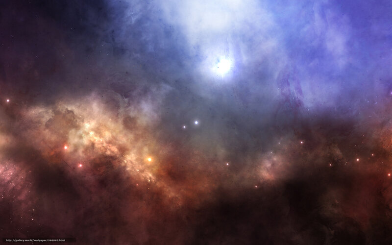 Cosmic Nebula with Stars — Blue, Digital Art, Gas Clouds