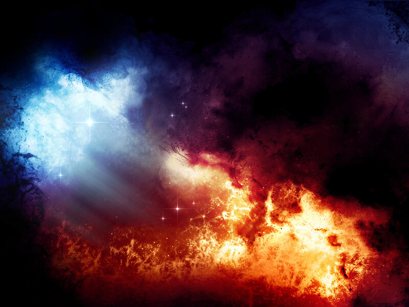 Cosmic Nebula with Stars — Blue, Dramatic, Digital Art, Gas Clouds, Light Rays