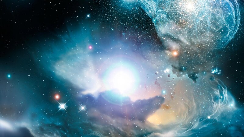 Cosmic Nebula with Stars — Blue, Dramatic, Digital Art, Gas Clouds