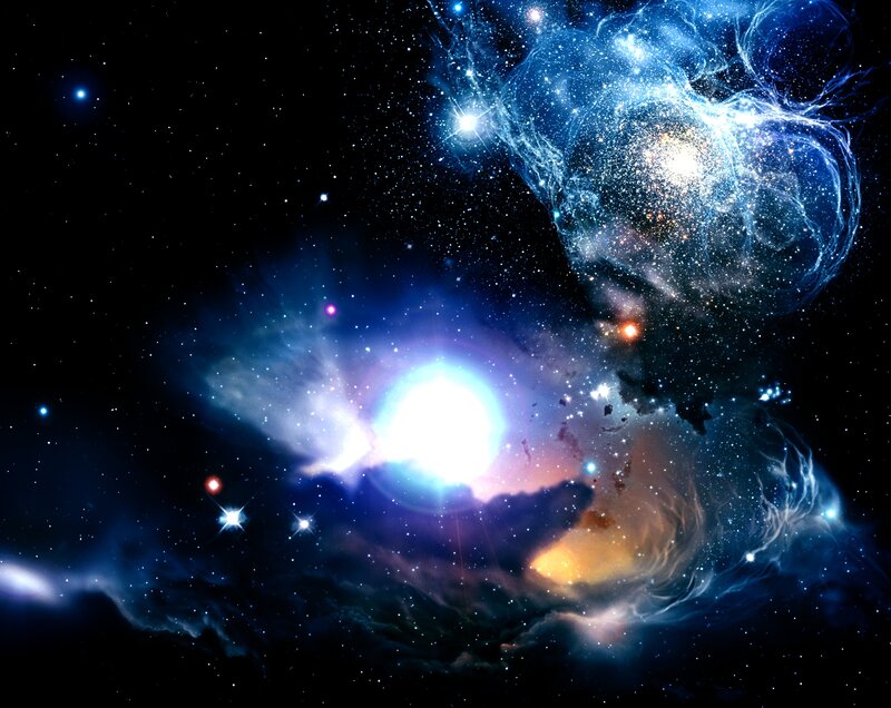 Cosmic Nebula with Stars — Blue, Dramatic, Night, Digital Art, Gas Clouds, Dust