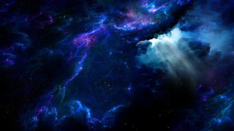 Cosmic Nebula with Stars — Blue, Dramatic, Night, Digital Art, Gas Clouds, Space