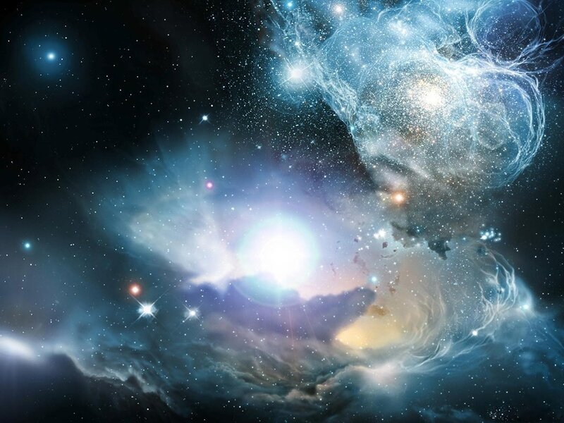Cosmic Nebula with Stars — Blue, Dramatic, Night, Digital Art, Gas Clouds