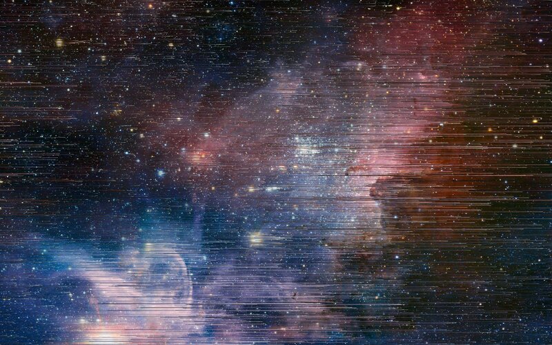 Cosmic Nebula with Stars — Blue, Dramatic, Night, Photograph