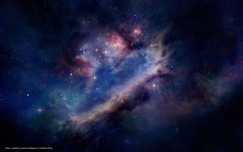 Cosmic Nebula with Stars — Blue, Night, Digital Art