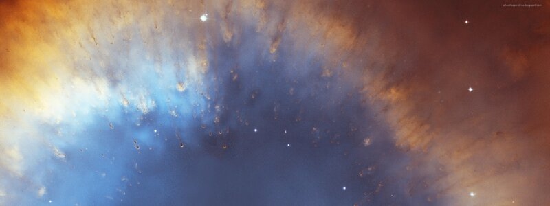 Cosmic Nebula with Stars — Blue, Night, Photograph, Gas Clouds, Dust, Orange