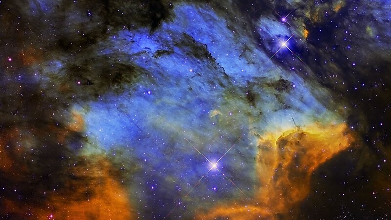 Cosmic Nebula with Stars — Blue, Night, Photograph, Gas Clouds, Dust