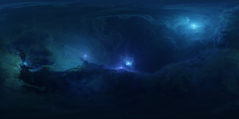 Cosmic Nebula with Stars — Blue, Serene, Night, Digital Art, Gas Clouds, Space