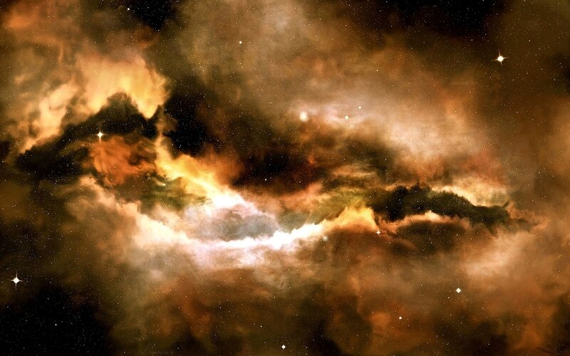 Cosmic Nebula with Stars — Brown, Dramatic, Night, Photograph