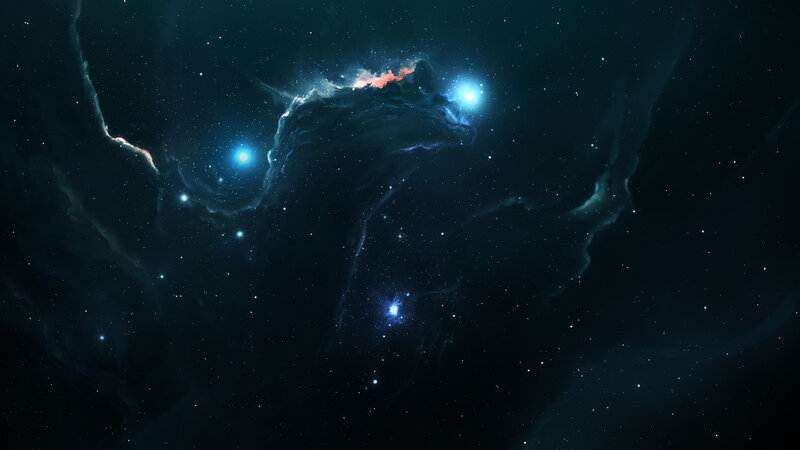 Cosmic Nebula with Stars — Dark Blue