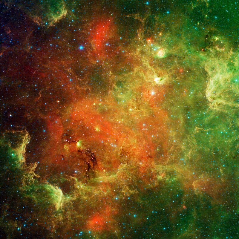 Cosmic Nebula with Stars — Green, Vast