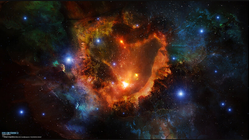 Cosmic Nebula with Stars — Orange, Dramatic, Digital Art, Gas Clouds, Dust