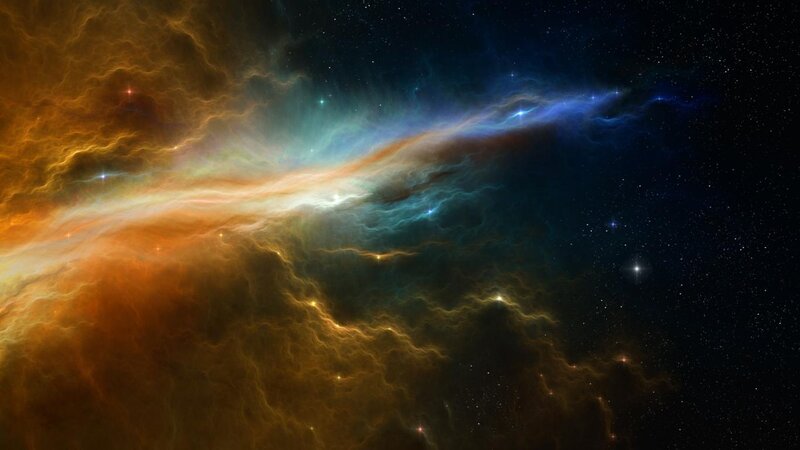 Cosmic Nebula with Stars — Orange, Dramatic, Night