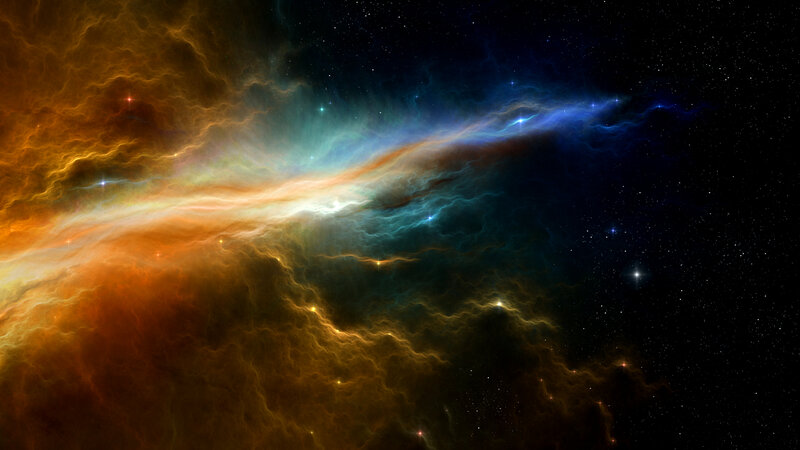 Cosmic Nebula with Stars — Orange, Dramatic